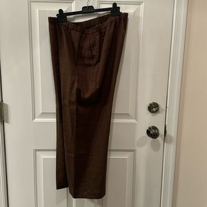 Eileen fisher org linen brown pants crop 25 inch L